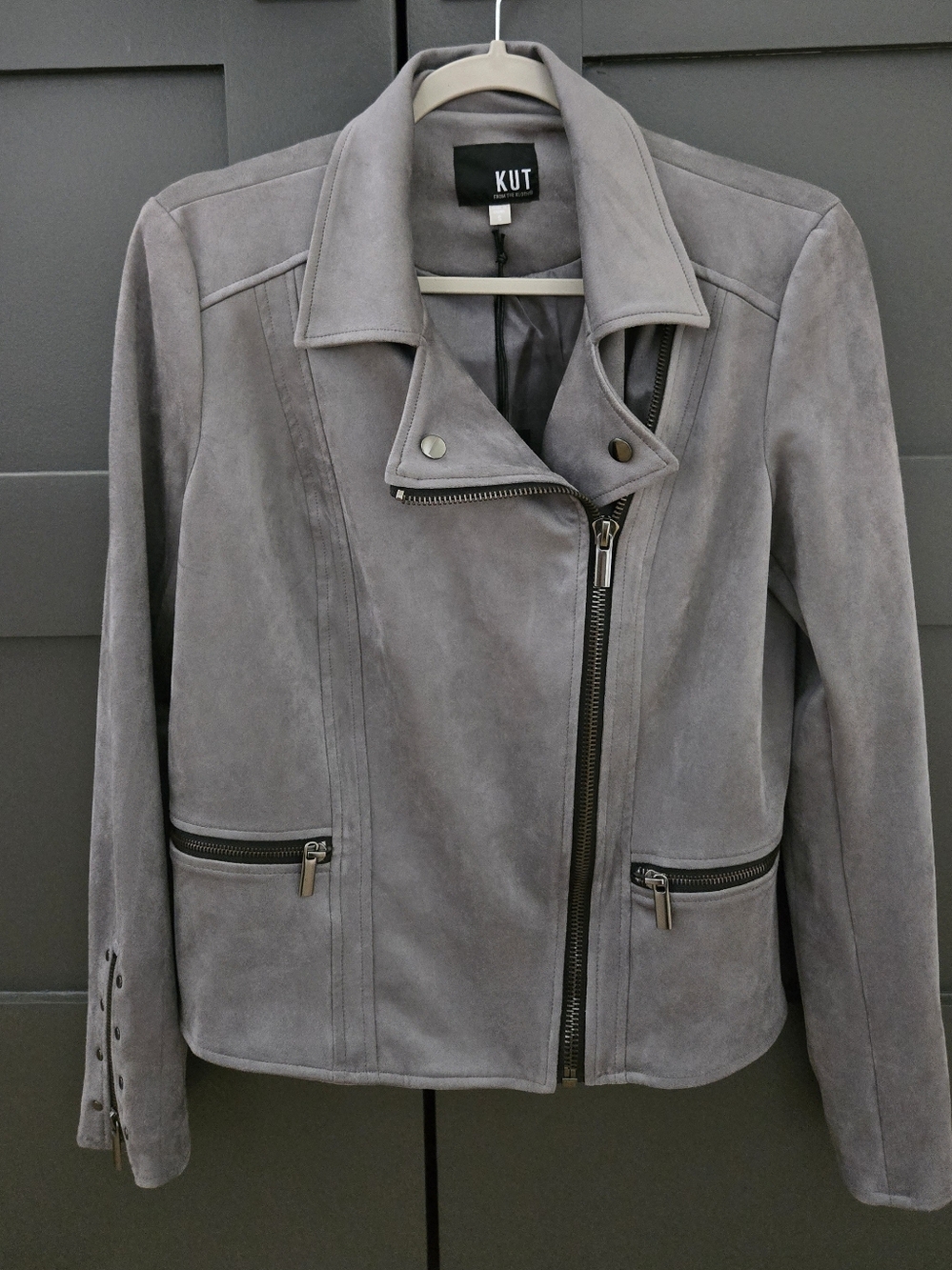 Kut from the Kloth Faux Suede Asymmetrical Moto Jacket